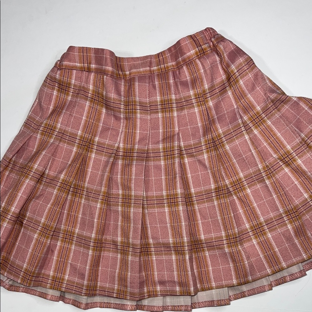 SHEIN Pink Plaid Skater Skirt - Picture 4 of 8